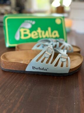 Birkenstock Betula Light Blue Cutout Slide Sandals - Size 10W